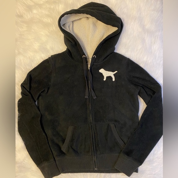 PINK Victoria's Secret Jackets & Blazers - PINK Victoria’s Secret Coat Womens Size Small Black Full Zip Lined Jacket